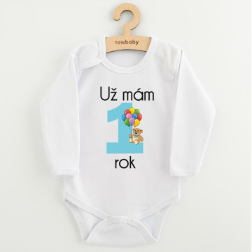 Body s potiskem New Baby Už mám 1 rok modré, Modrá 80 (9-12m)