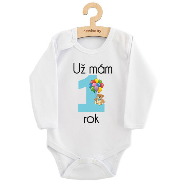 Body s potiskem New Baby Už mám 1 rok modré, Modrá 80 (9-12m)