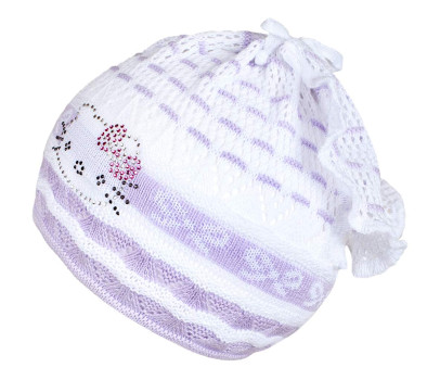 Pletená čepička-šátek New Baby kočička fialová, Fialová 104 (3-4r)