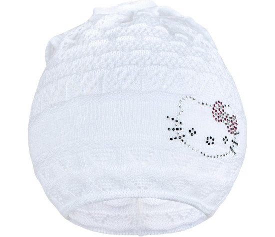 Pletená čepička-šátek New Baby kočička bílá, Bílá 104 (3-4r)