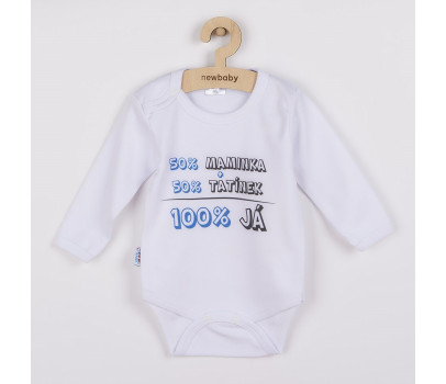 Body s potiskem New Baby 50% MAMINKA + 50% TATÍNEK - 100% JÁ modré, Modrá 86 (12-18m)