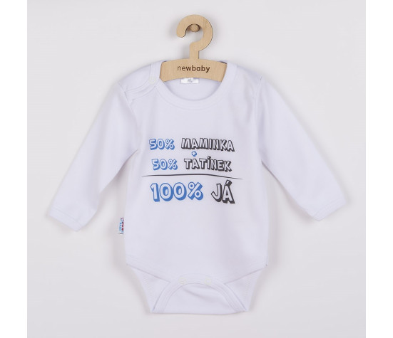 Body s potiskem New Baby 50% MAMINKA + 50% TATÍNEK - 100% JÁ modré, Modrá 86 (12-18m)