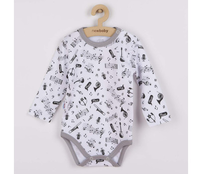 Kojenecké body s dlouhým rukávem New Baby Music, Bílá 80 (9-12m)