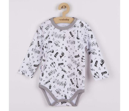 Kojenecké body s dlouhým rukávem New Baby Music, Bílá 80 (9-12m)