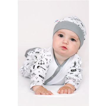 Kojenecká bavlněná čepička New Baby Music, Bílá 68 (4-6m)