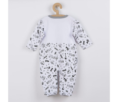 Kojenecký bavlněný overal New Baby Music, Bílá 80 (9-12m)