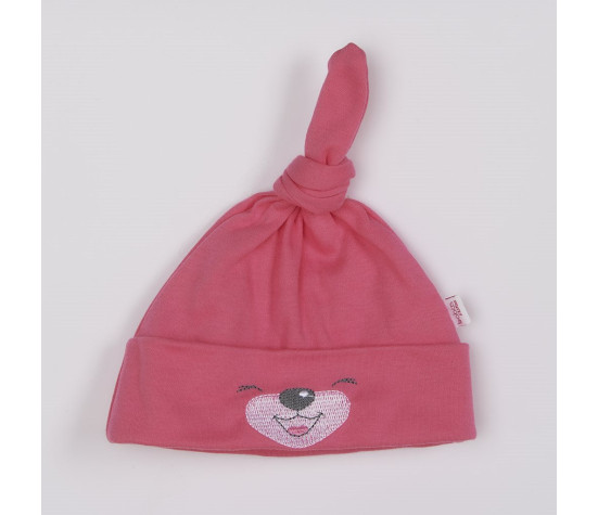 Bavlněná kojenecká čepička Bobas Fashion Lucky tmavě růžová, Růžová 62 (3-6m)