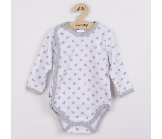 Kojenecké celorozepínací body New Baby Classic II šedé s hvězdičkami, Šedá 68 (4-6m)