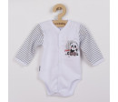 Kojenecké celorozepínací body s dlouhým rukávem New Baby Panda, Šedá 56 (0-3m)