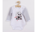 Kojenecké body s dlouhým rukávem New Baby Panda, Šedá 80 (9-12m)