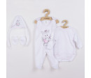 Soupravička 4-dílná New Baby Kočička bílo-růžová, Bílá 50