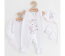 Soupravička 4-dílná New Baby Kočička bílo-růžová, Bílá 62 (3-6m)