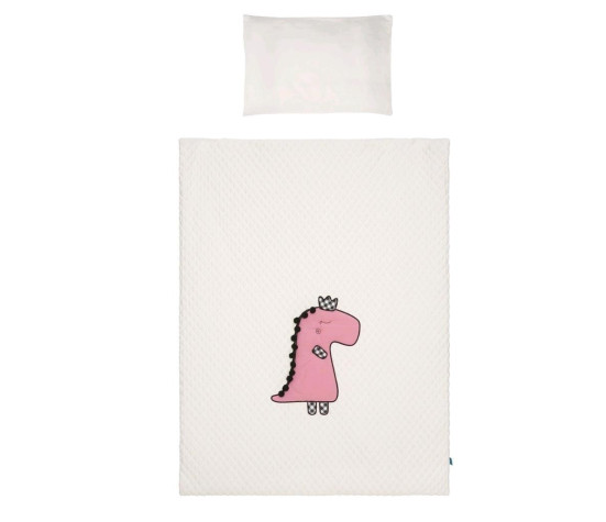 3-dílné ložní povlečení Belisima Dino 3D 90/120 smetanovo-růžové, Růžová