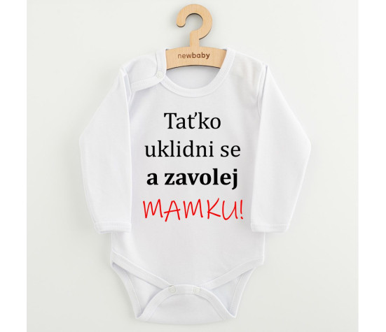 Body s potiskem New Baby a zavolej MAMKU!, Bílá 68 (4-6m)