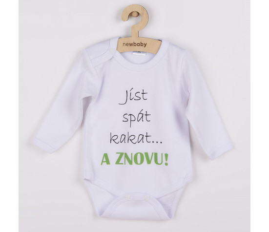 Body s potiskem New Baby jíst spát kakat... A ZNOVU!, Bílá 86 (12-18m)