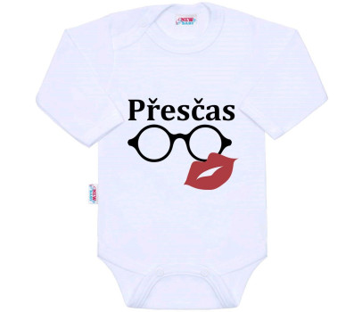 Body s potiskem New Baby Přesčas, Bílá 86 (12-18m)