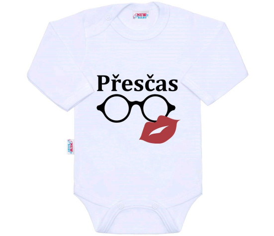 Body s potiskem New Baby Přesčas, Bílá 86 (12-18m)