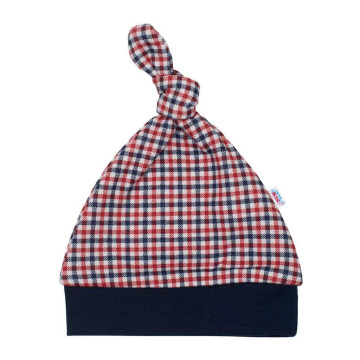 Kojenecká bavlněná čepička New Baby Checkered, Modrá 62 (3-6m)