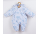 Zateplená kojenecká kombinéza s kapucí Baby Service Sloni modrá, Modrá 68 (4-6m)