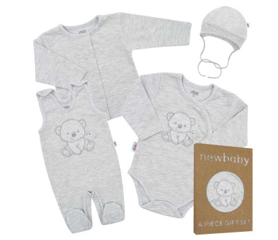 Kojenecká soupravička do porodnice New Baby Sweet Bear šedá, Šedá 56 (0-3m)