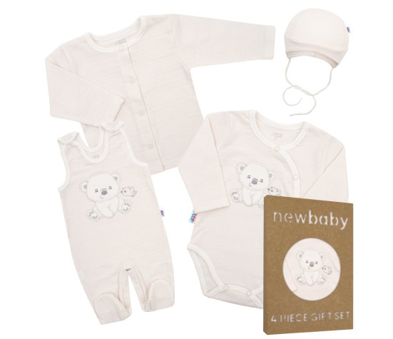 Kojenecká soupravička do porodnice New Baby Sweet Bear béžová, Béžová 56 (0-3m)