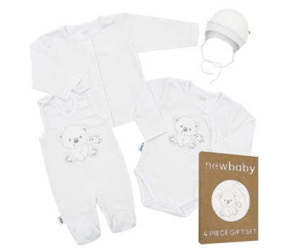 Kojenecká soupravička do porodnice New Baby Sweet Bear bílá, Bílá 62 (3-6m)