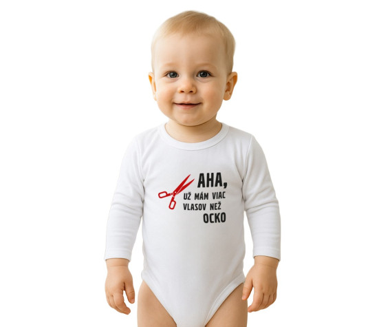 Body s potiskem New Baby Viac vlasov než ocko, Bílá 86 (12-18m)
