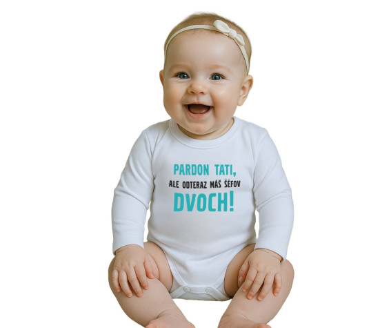 Body s potiskem New Baby Pardon tati,... máš šéfov dvoch!, Bílá 50