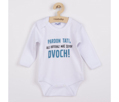 Body s potiskem New Baby Pardon tati,... máš šéfov dvoch!, Bílá 86 (12-18m)