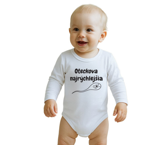 Body s potiskem New Baby Oteckova najrýchlejšia, Bílá 68 (4-6m)