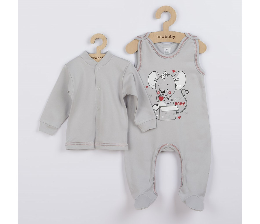 Kojenecká soupravička New Baby Mouse šedá, Šedá 86 (12-18m)
