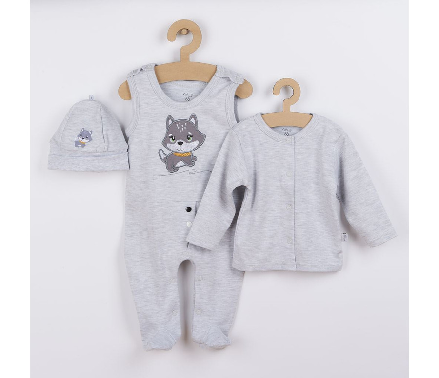3-dílná dětská souprava Koala Doggy, Šedá 74 (6-9m)
