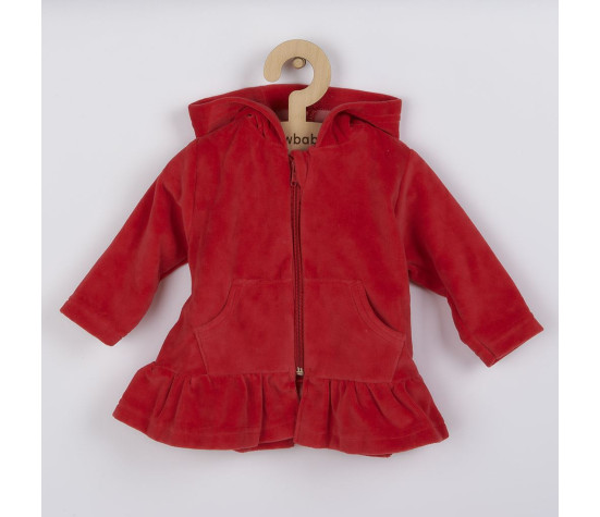 Semišková mikinka s kapucí New Baby Baby červená, Červená 80 (9-12m)