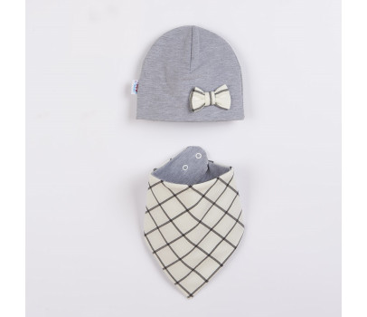 Kojenecká čepička s šátkem na krk New Baby Missy šedá, Šedá 62 (3-6m)