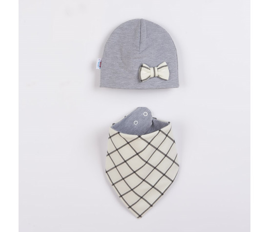 Kojenecká čepička s šátkem na krk New Baby Missy šedá, Šedá 74 (6-9m)