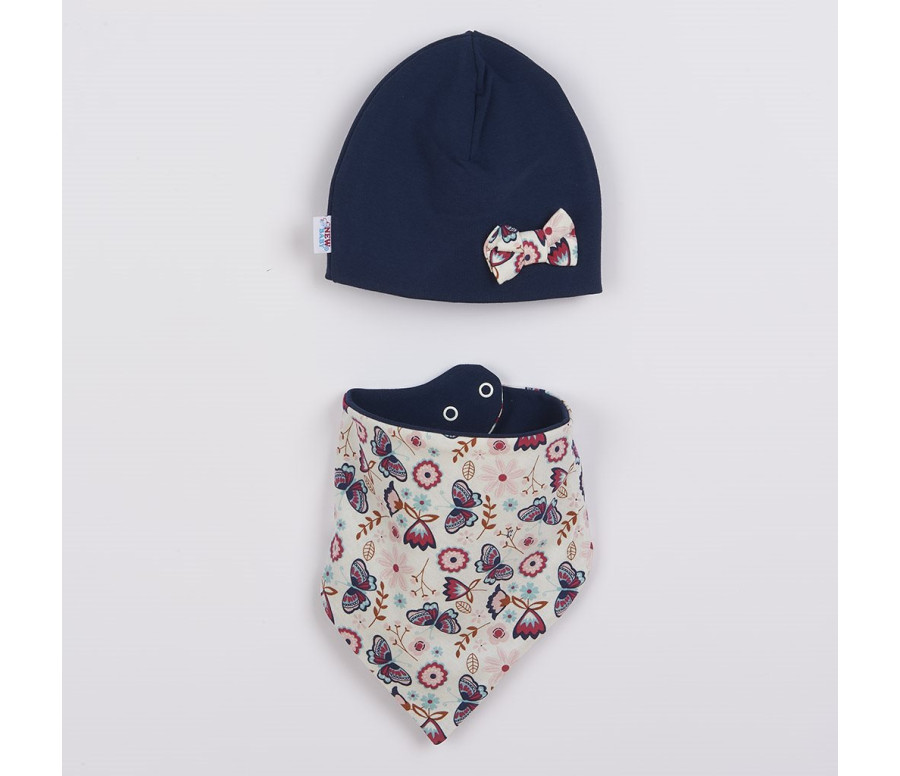 Kojenecká čepička s šátkem na krk New Baby Missy modrá, Modrá 74 (6-9m)