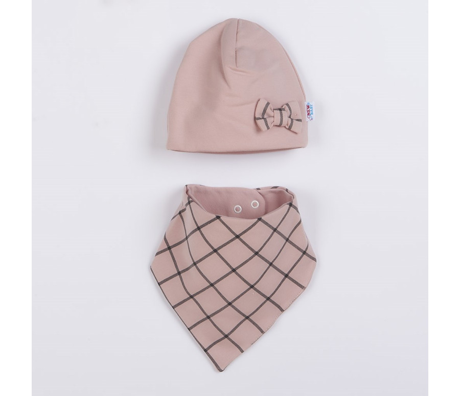 Kojenecká čepička s šátkem na krk New Baby Missy růžová, Růžová 86 (12-18m)