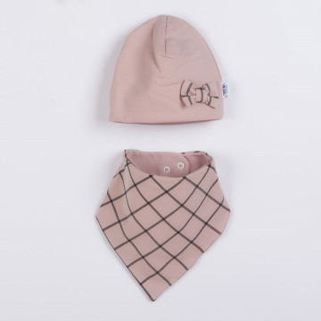 Kojenecká čepička s šátkem na krk New Baby Missy růžová, Růžová 86 (12-18m)