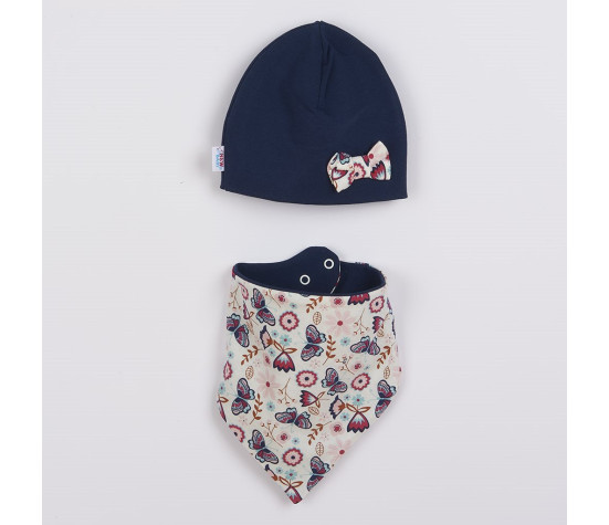 Kojenecká čepička s šátkem na krk New Baby Missy modrá, Modrá 92 (18-24m)