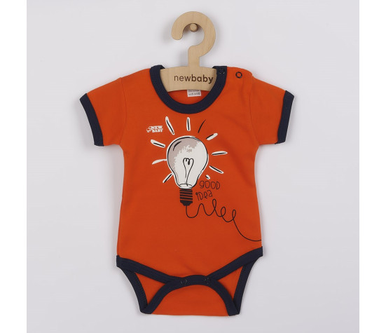 Kojenecké bavlněné body s krátkým rukávem New Baby skvělý nápad, Oranžová 68 (4-6m)