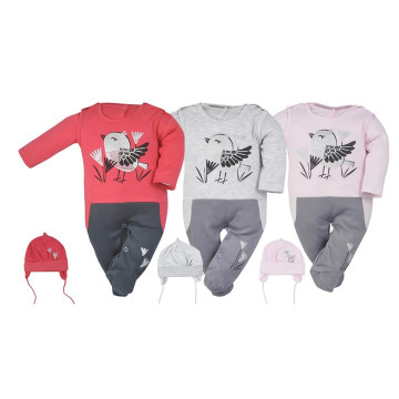 3-dílná bavlněná dětská souprava Koala Birdy šedá, Šedá 80 (9-12m)