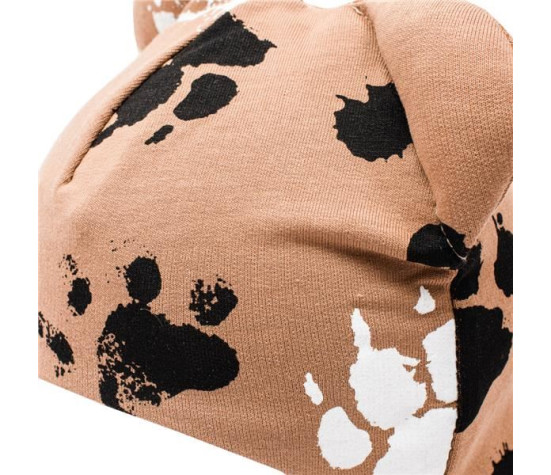 Kojenecká bavlněná čepička s oušky New Baby tlapka hořčicová, Dle obrázku 68 (4-6m)