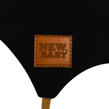 Kojenecká bavlněná čepička s oušky New Baby Favorite černá, Černá 74 (6-9m)