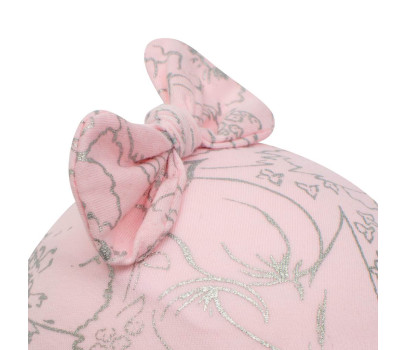 Kojenecká bavlněná čepička s mašličkou New Baby NUNU růžová, Růžová 80 (9-12m)