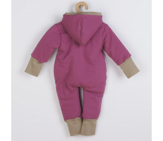 Zateplený jarní overal s kapucí New Baby Spring purple-pink, Růžová 62 (3-6m)