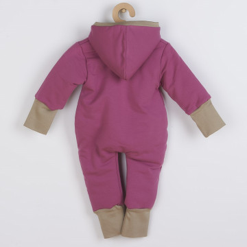 Zateplený jarní overal s kapucí New Baby Spring purple-pink, Růžová 62 (3-6m)