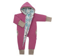 Zateplený jarní overal s kapucí New Baby Spring purple-pink, Růžová 62 (3-6m)