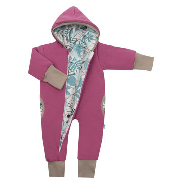 Zateplený jarní overal s kapucí New Baby Spring purple-pink, Růžová 62 (3-6m)