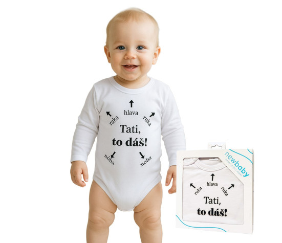 Body s potiskem New Baby Tati, to dáš! - dárkové balení, Bílá 56 (0-3m)