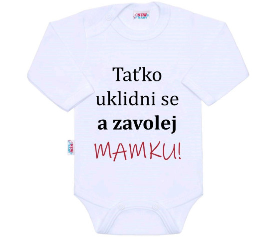 Body s potiskem New Baby a zavolej MAMKU! - dárkové balení, Bílá 50